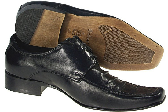 CONHPOL  C-832  eleganckie półbuty  CZARNE