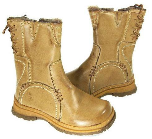 kozaczki gorsetowe wiązanie zimnły beż MM-5